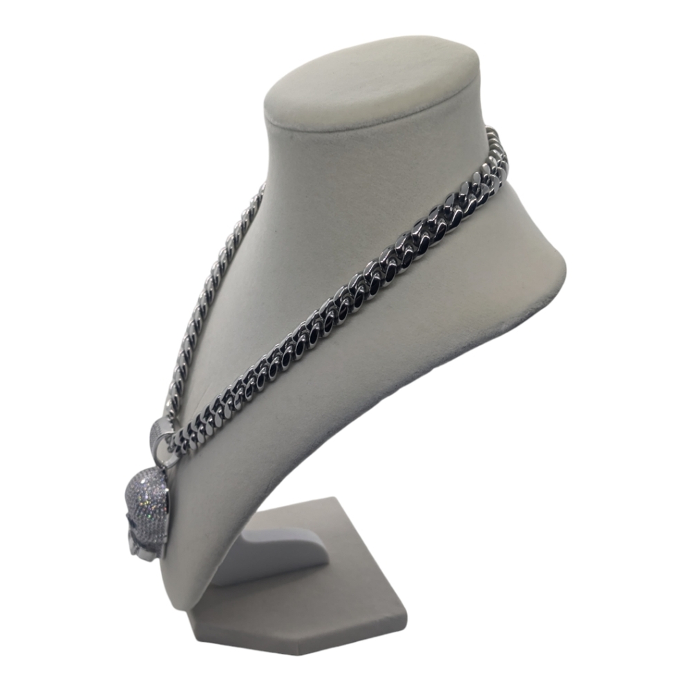 ☠️ Sterling silver Skull Head with Stainless steel necklace - Picture 9 of 9
